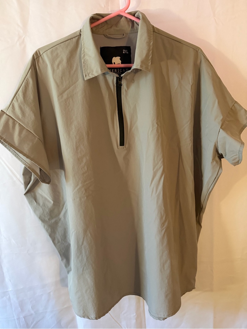 American Stitch Men's gray Short-Sleeve Quarter-Zip Shirt